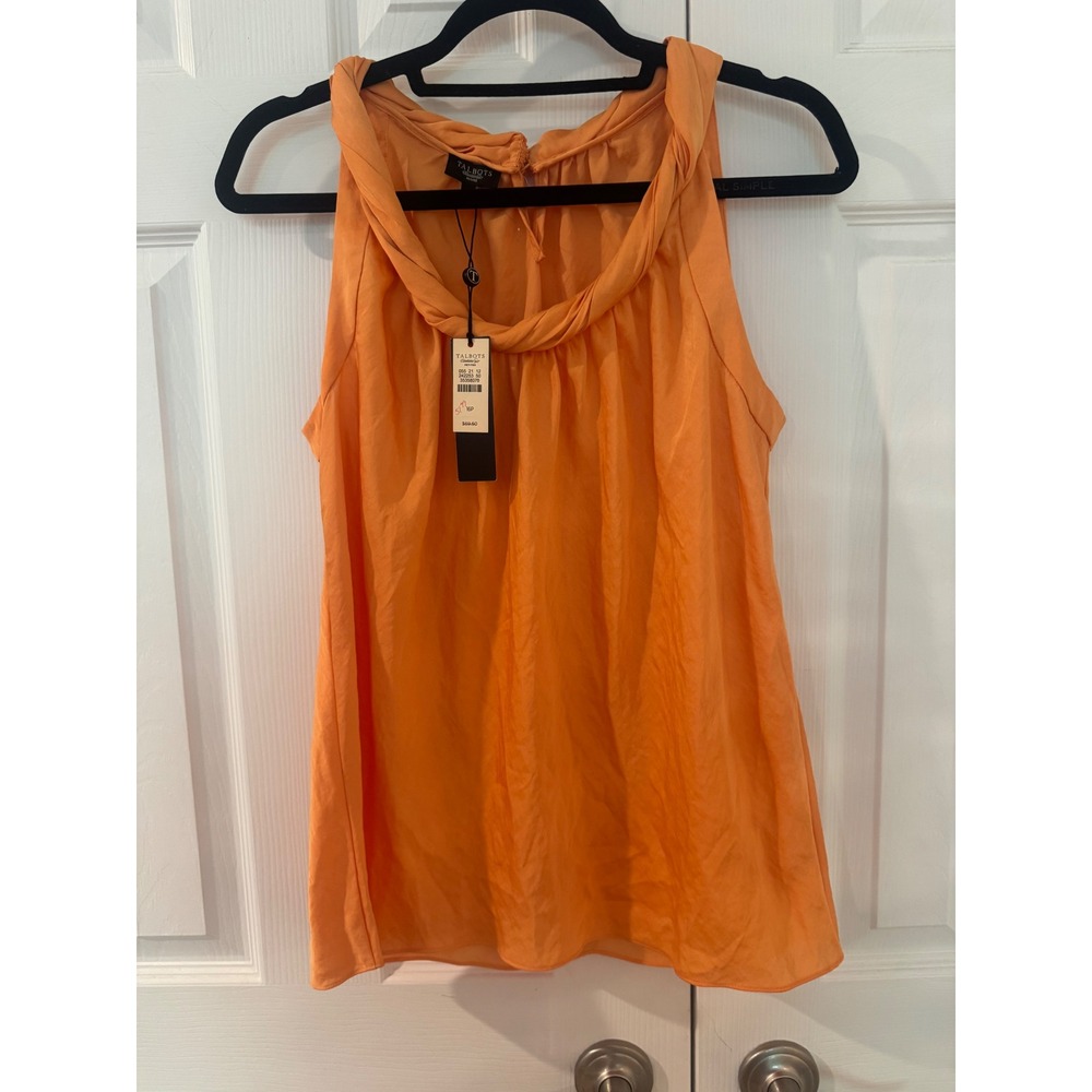 Talbots Orange Sleeveless Blouse Twisted Neck‎ Shell Top 16P New with tag.